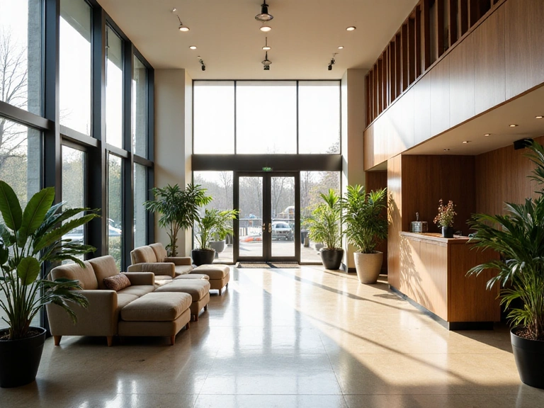 Hall d'entrée spacieux avec design contemporain