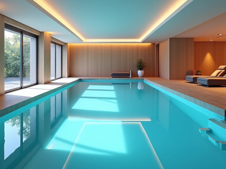 Piscine intérieure avec éclairage tamisé
