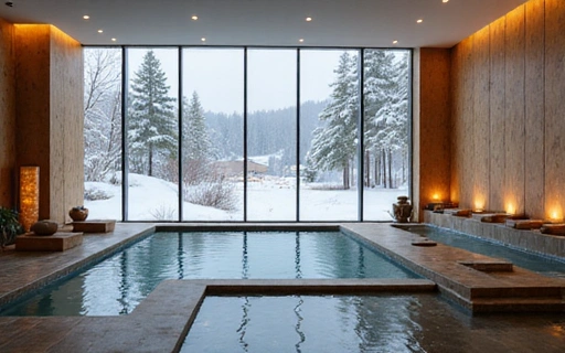 Spa avec vue sur le paysage enneigé