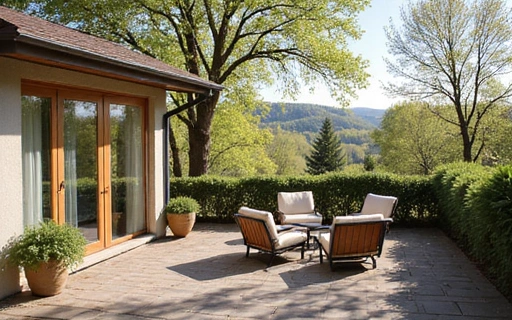 Terrasse avec vue sur la nature renaissante