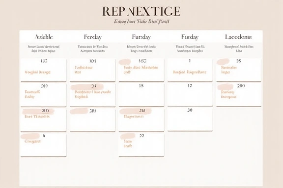 Calendrier des disponibilités